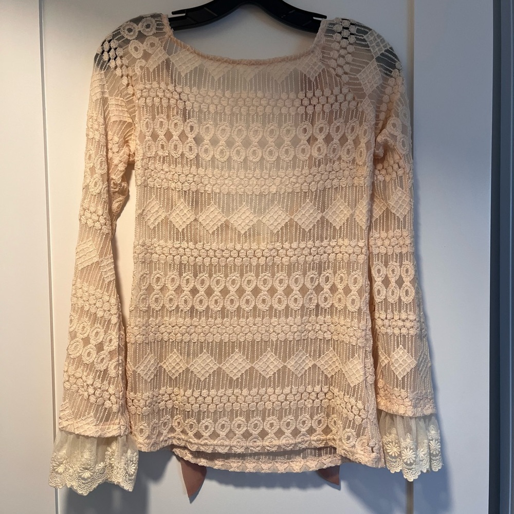 A'Reve Cream Cropped Asymmetrical Blouse